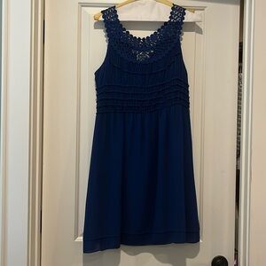 Max Studio Royal blue sleeveless dress with open pattern detail at the top